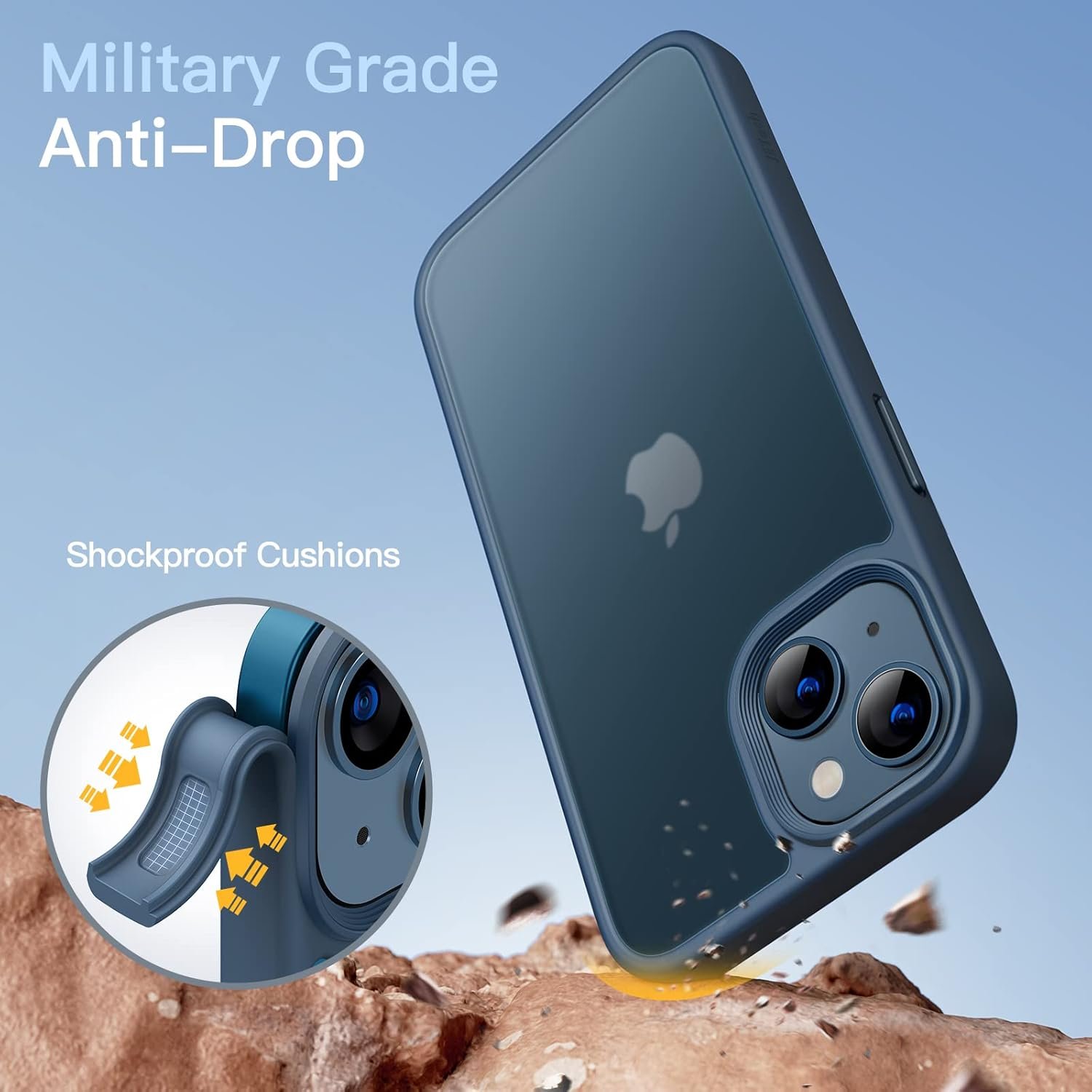 Imagem de Capa Fosca JETech para iPhone 13 de 6,1 Polegadas - Proteção Militar em Azul Tempestade - fragrância árabe