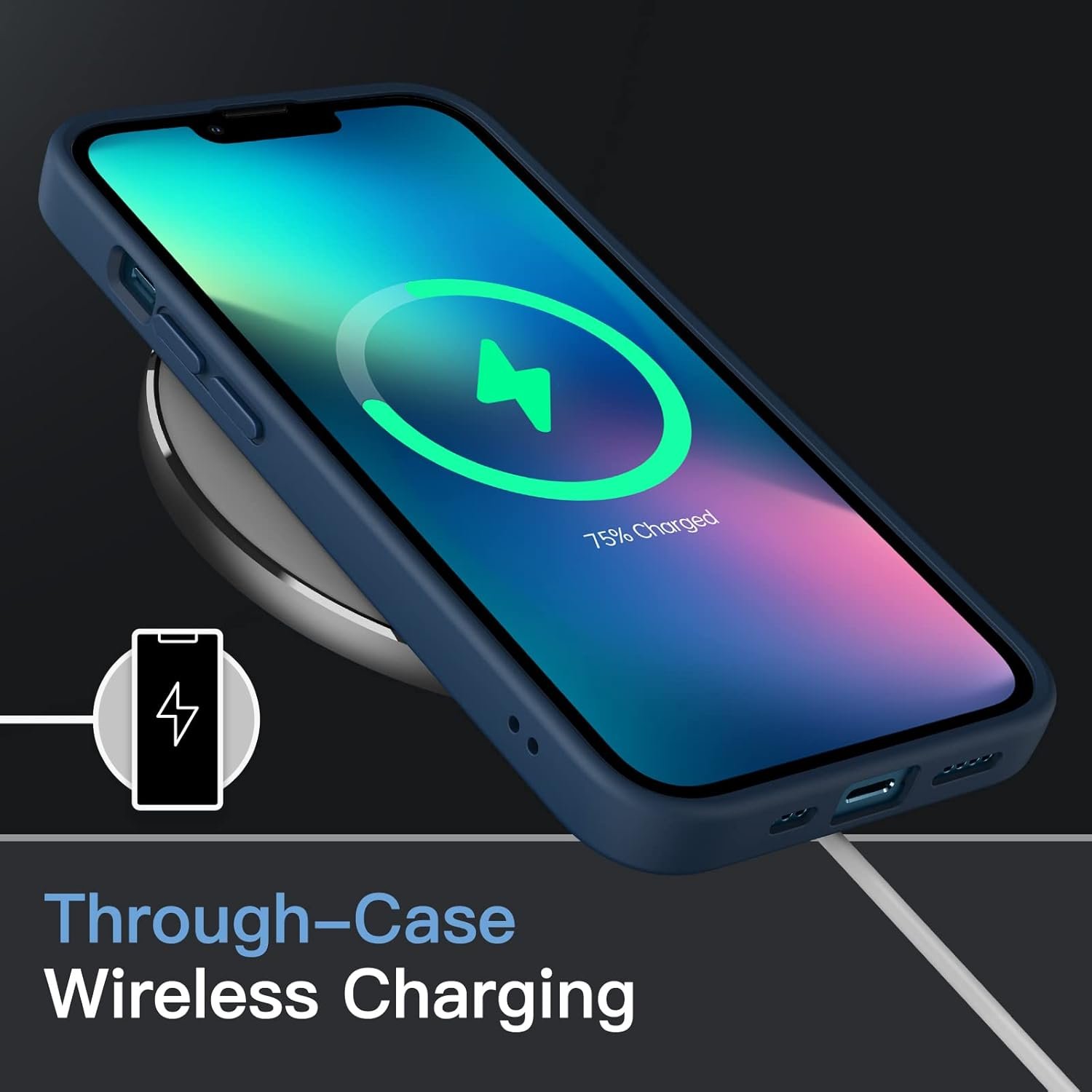 Imagem de Capa Fosca JETech para iPhone 13 de 6,1 Polegadas - Proteção Militar em Azul Tempestade - fragrância árabe