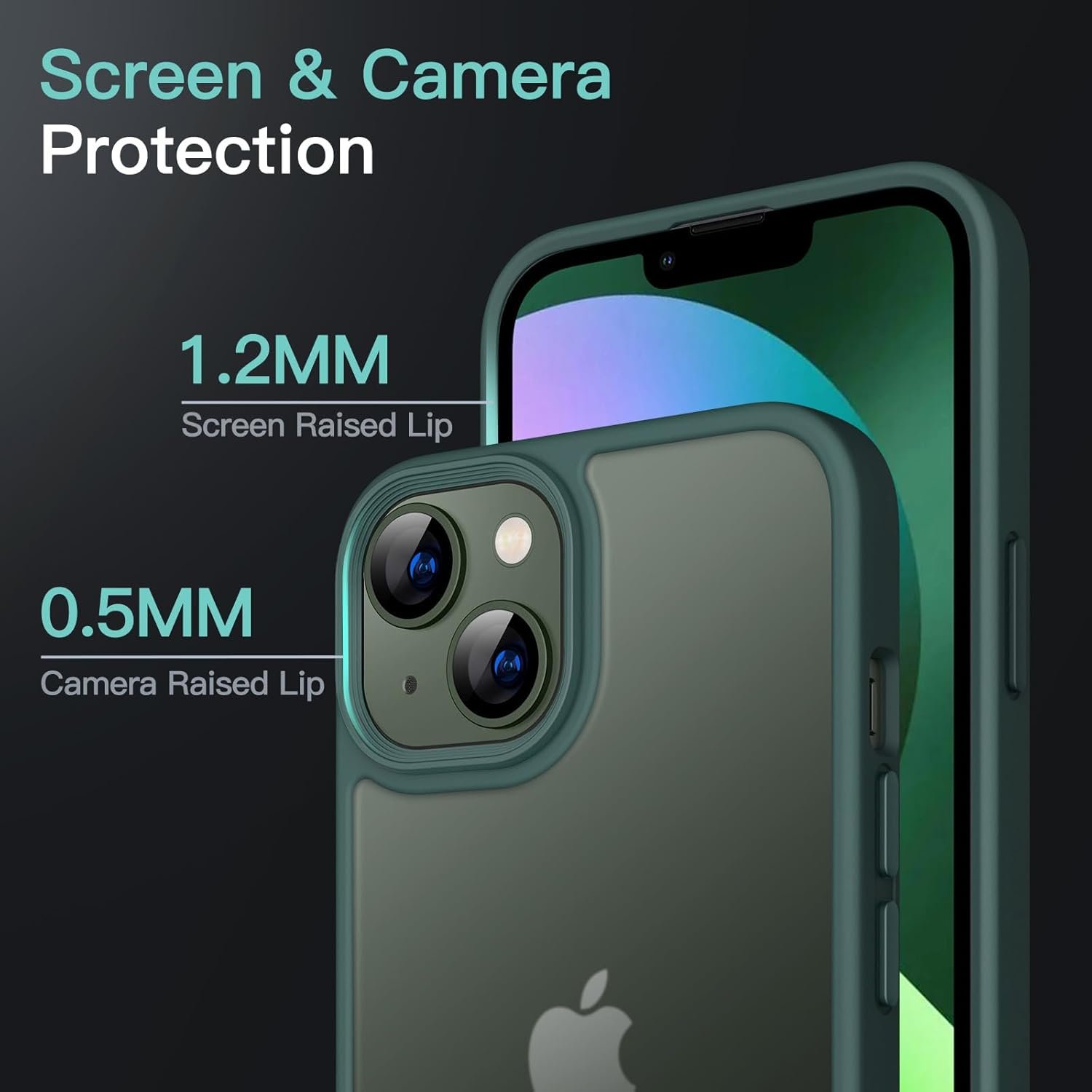 Imagem de Capa Fosca JETech para iPhone 13 de 6,1 Polegadas - Proteção Militar em Verde Escuro - fragrância árabe