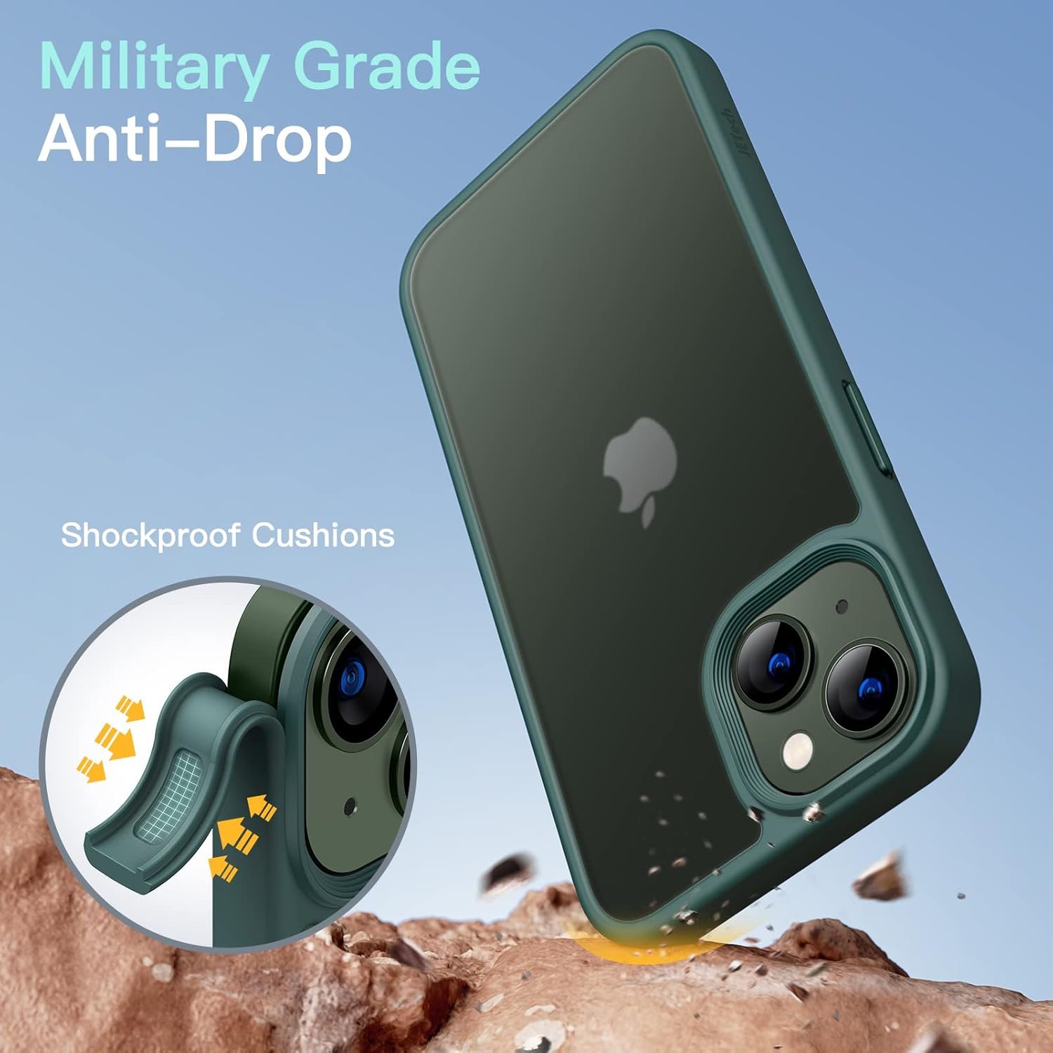 Imagem de Capa Fosca JETech para iPhone 13 de 6,1 Polegadas - Proteção Militar em Verde Escuro - fragrância árabe