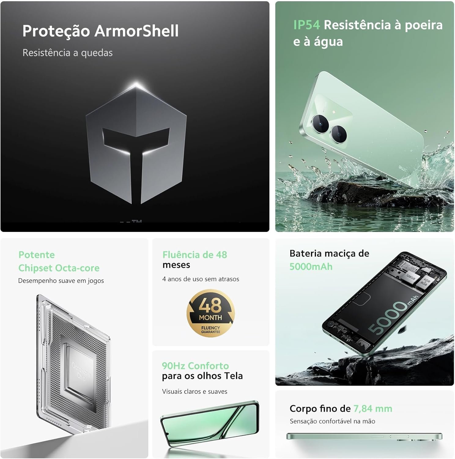 Imagem de Realme Note 60X - 64GB - 3GB RAM - Câmera de 8MP - Bateria de 5000mAh - Verde Wilderness - fragrância árabe