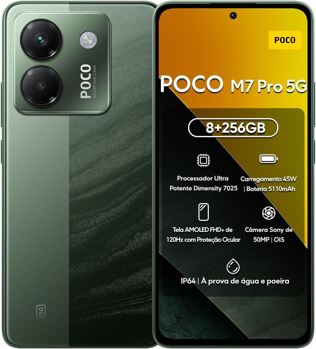 Imagem de Smartphone Xiaomi POCO M7 Pro 5G - 256GB | 8GB/12GB RAM | Processador Dimensity 7025 | Tela AMOLED FHD+ 120Hz | Bateria de 5110mAh com Turbo Charge de 45W (Verde, 8+256GB) - fragrância árabe