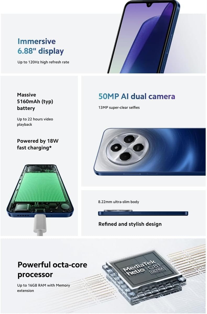 Imagem de Smartphone Xiaomi Redmi 14C - 8GB de RAM e 256GB de Armazenamento na Cor Verde Sálvia - fragrância árabe